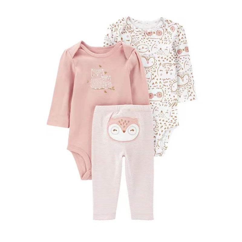 Conjunto de Roupas de Bebê em Algodão - 3 Peças