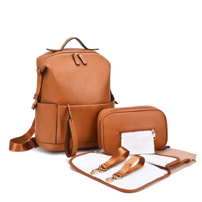 Mochila Maternidade de Couro Multifuncional