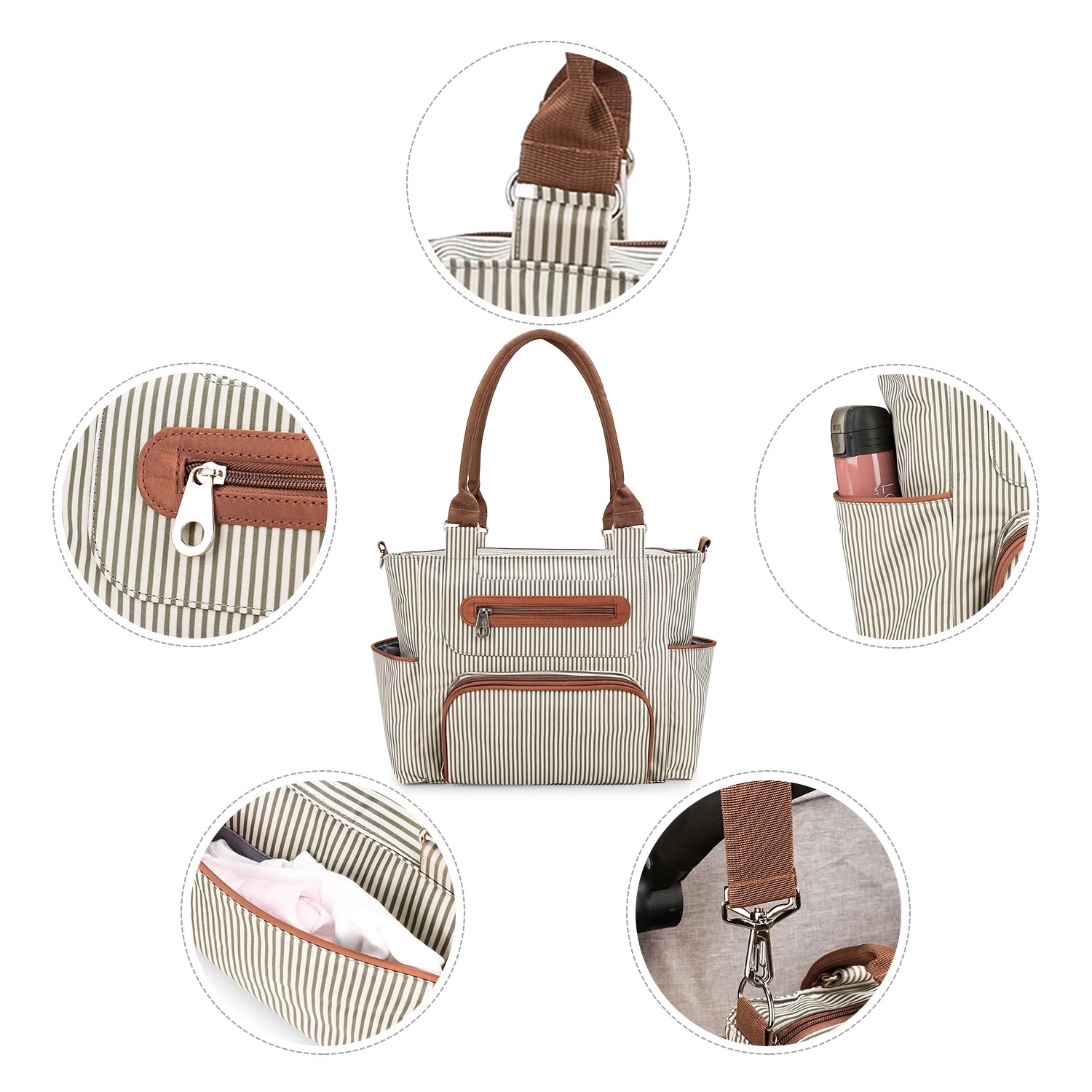 Conjunto Completo de Bolsas de Fraldas 7 em 1 - Praticidade e Estilo