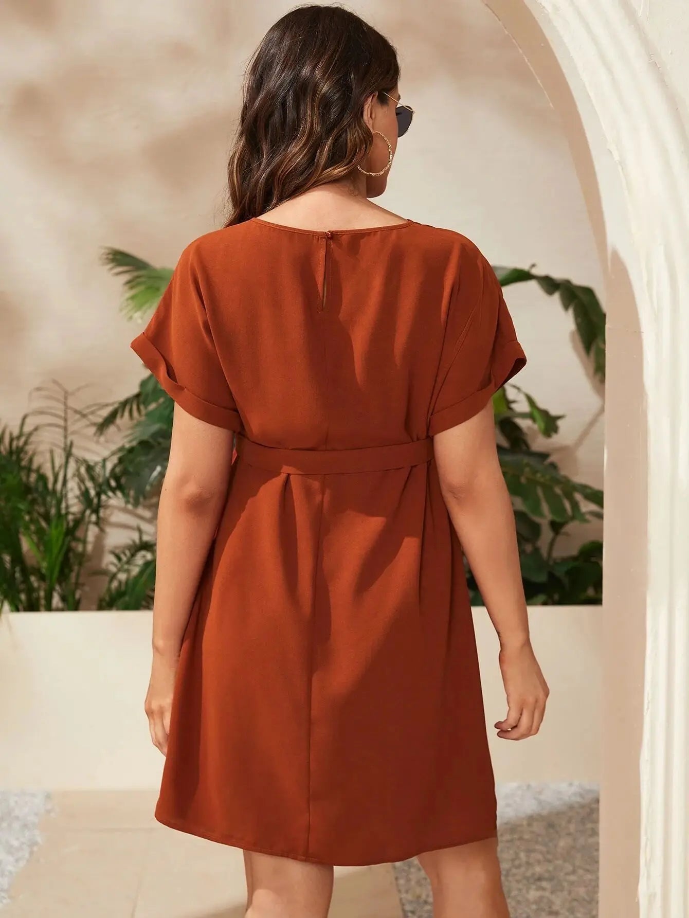 Vestido Maternidade Verão com Laço e Manga Curta