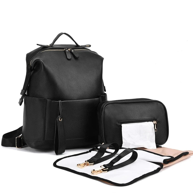 Mochila Maternidade de Couro Multifuncional