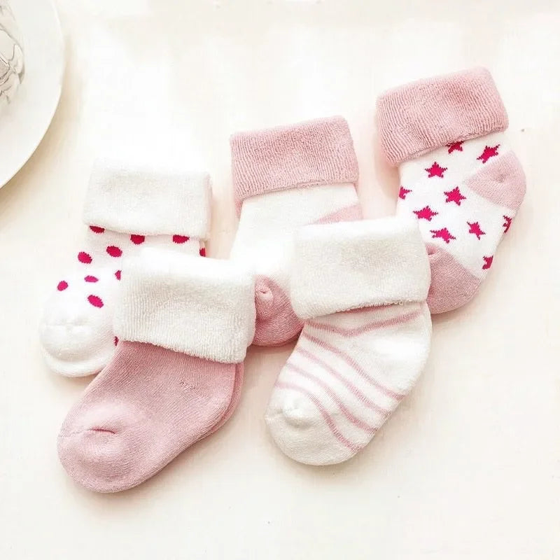 Meias Fofas de Algodão para Bebês 5 Pares - Conforto e Estilo