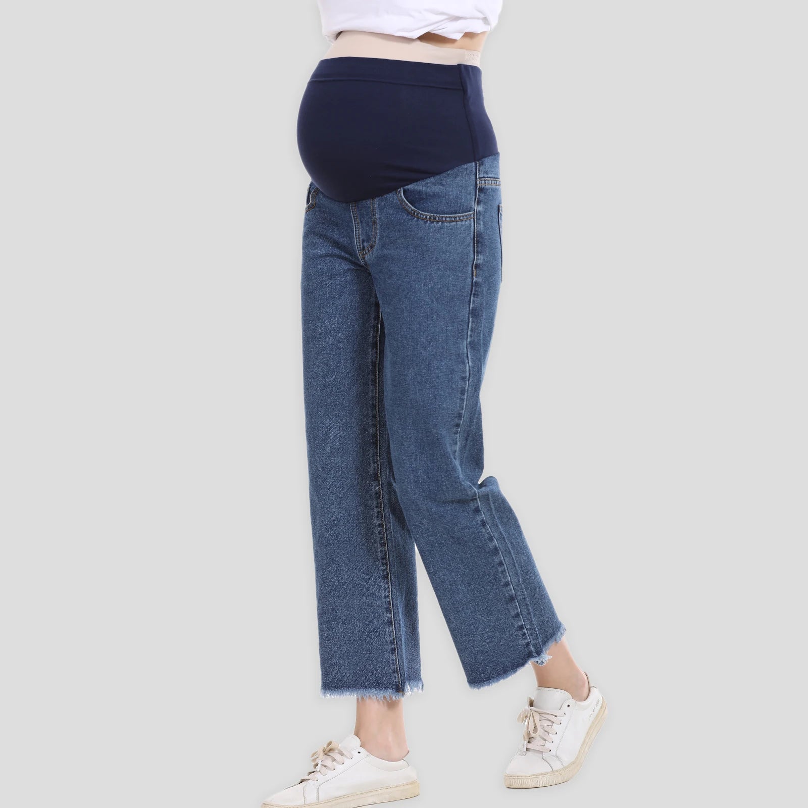 Calça Jeans Maternidade com Faixa Ajustável