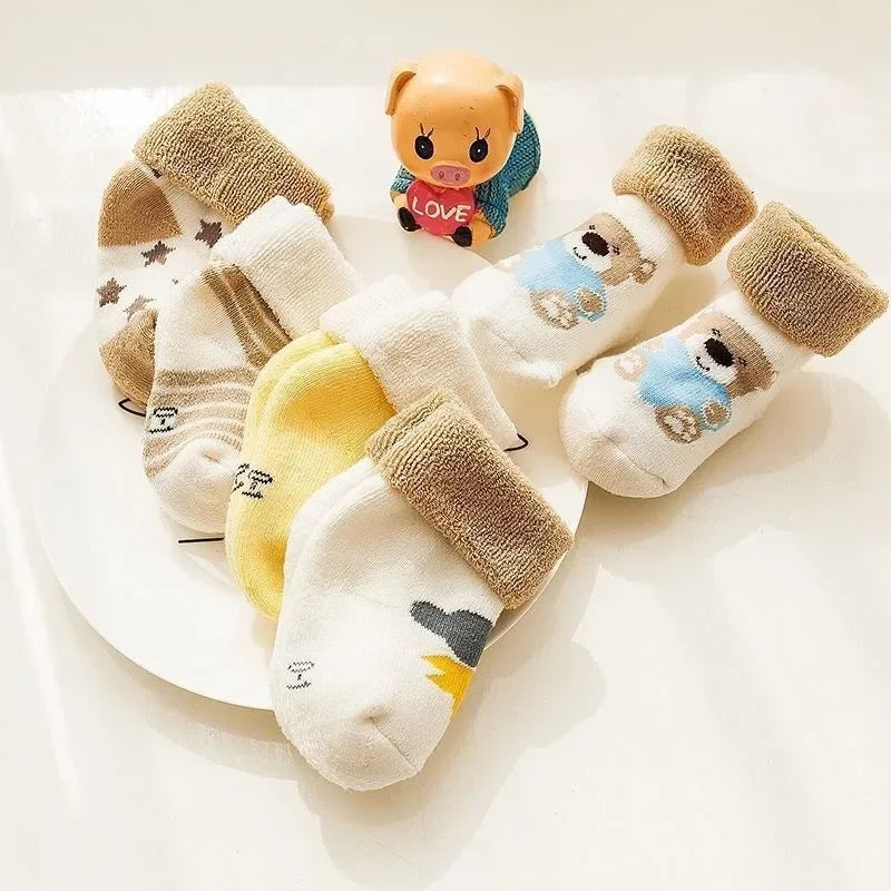 Meias Fofas de Algodão para Bebês 5 Pares - Conforto e Estilo