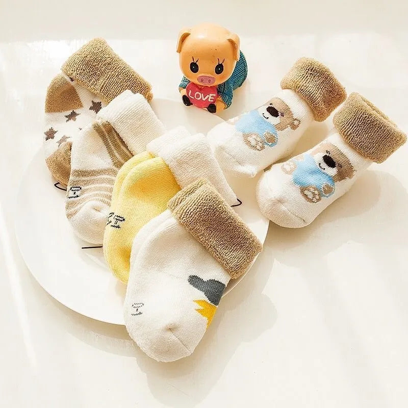 Meias Fofas de Algodão para Bebês 5 Pares - Conforto e Estilo